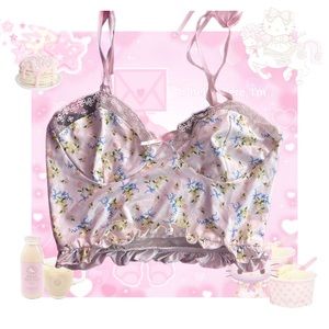 coquette lace cami floral crop top